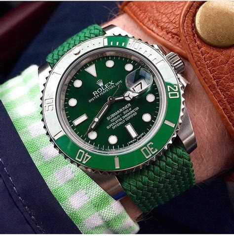 rolex hulk green perlon strap|Rolex submariner Hulk.